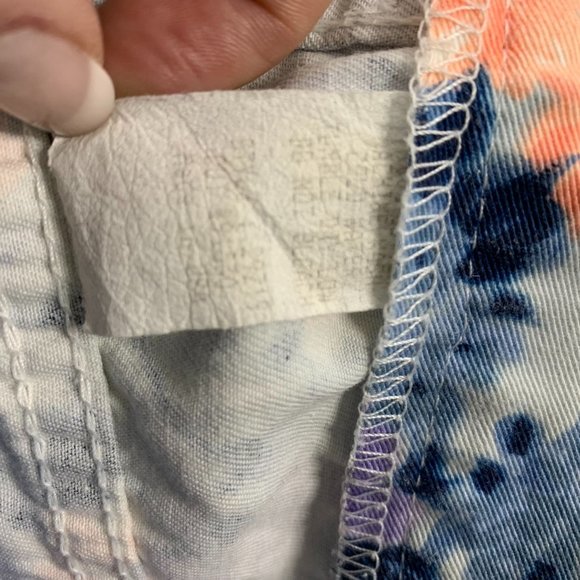 Vintage Floral High Rise Denim Shorts 28 Blue Lace Trim Pockets Belt Loops Zip - Picture 5 of 5